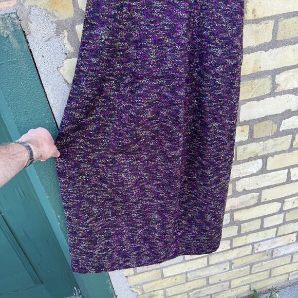 Vintage 90's Kenzo Paris Tweed Silk Lined Maxi Sheath Dress with Pockets Size 6 - Picture 4 of 9